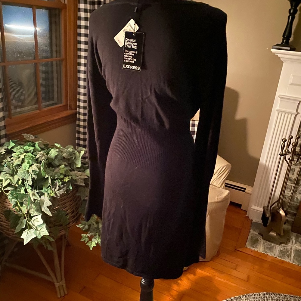 NWT Express “LBD” Lace-Up Fit & Flare Sweater Dress - S - Picture 4 of 7